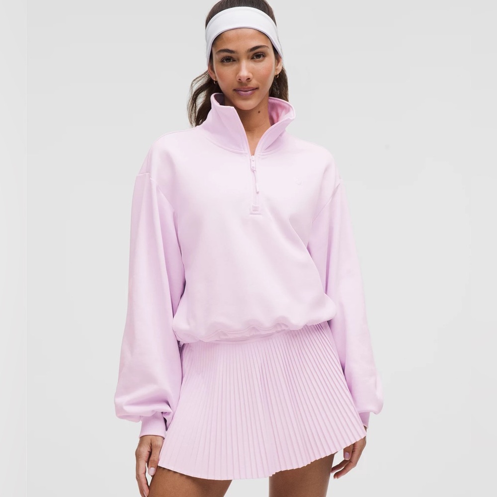 NWT Lululemon Cotton Terry Tennis Half Zip - Pink Organza